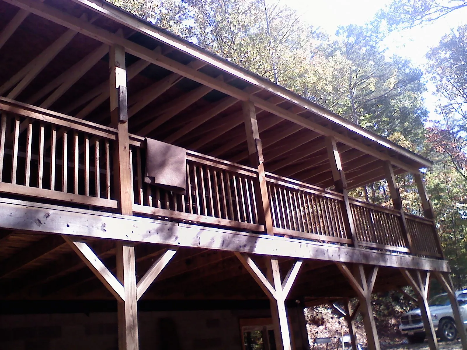Timber framing under a new elevated porch and deck — Roof Leak Repair in Evansville by Roofing Brothers